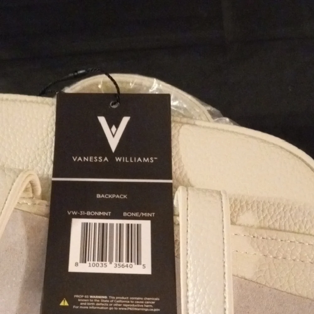 NWT Vanessa Williams Bone Mint Backpack Purse